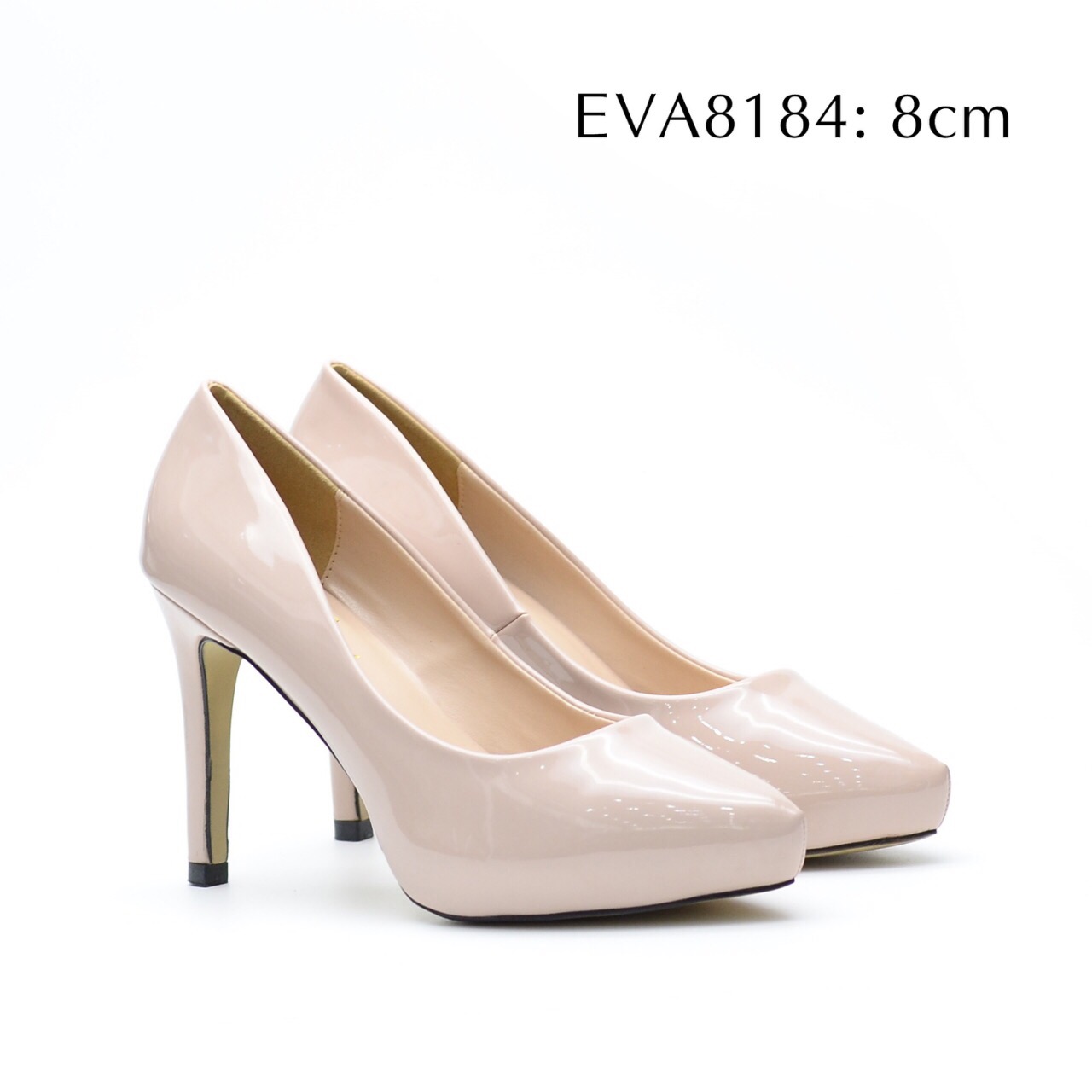 Giày cao gót mũi tròn EVA8184 da bóng tạo nét đẹp trẻ trung, dịu dàng, nữ tính