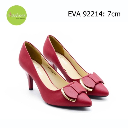 Giày cao gót EVA92214 có nơ phối kim loại nổi bật, xinh.
